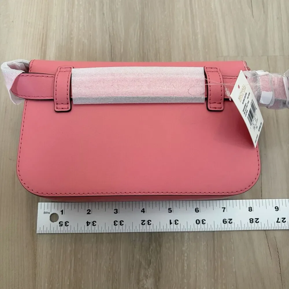 Michael Kors Sloan Editor Small Flap Belt Bag Fanny Pack Clutch Leather Tea Rose